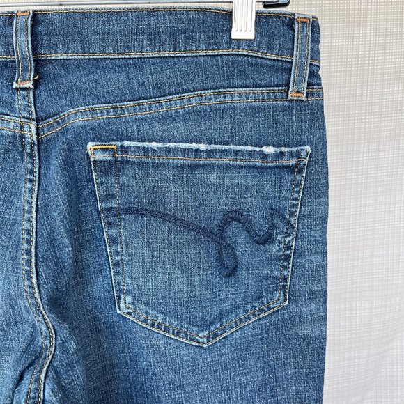 VINTAGE Y2k Denim Flared Denim Jeans Size 10 Distressed Mossimo Stretch … - Picture 8 of 17